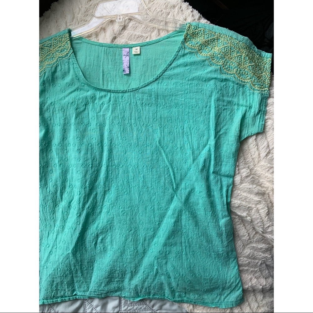 Teal Detailed Tshirt